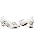 Ellie Shoes E-212-Ariel Прозрачные тапочки на 2 каблуке с серебряными блестящими сердечками Туфли Ellie