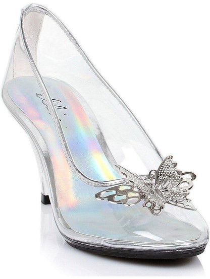 Ellie Shoes E-305-Cinder 3 Heel Clear Pump With Butterfly Ellie Shoes