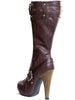 Ellie Shoes E-426-Aubrey 4 Knee High Steampunk Boots With Buckles And Studs Ellie Shoes