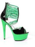 Ellie cipő E-609-Adore 6 Neon Stiletto rugalmas pántokkal, fekete fényre érzékeny Ellie cipő