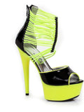 Ellie cipő E-609-Adore 6 Neon Stiletto rugalmas pántokkal, fekete fényre érzékeny Ellie cipő
