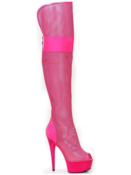 Ellie Shoes 609-Ivy 6" Peep Toe Thigh High Boots in Black, Fuchsia, Yellow, Sizes 6-12 Ellie Shoes
