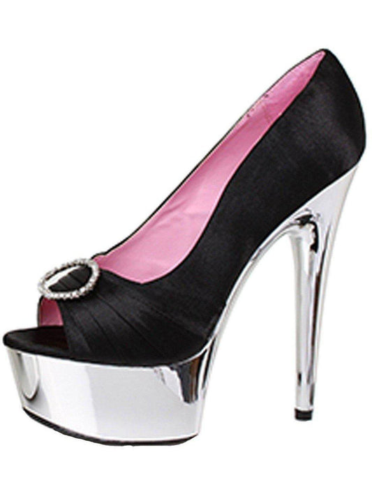 Ellie Shoes E-609-Lauren 6 Satin Peep Toe Chrome Platform Ellie Shoes