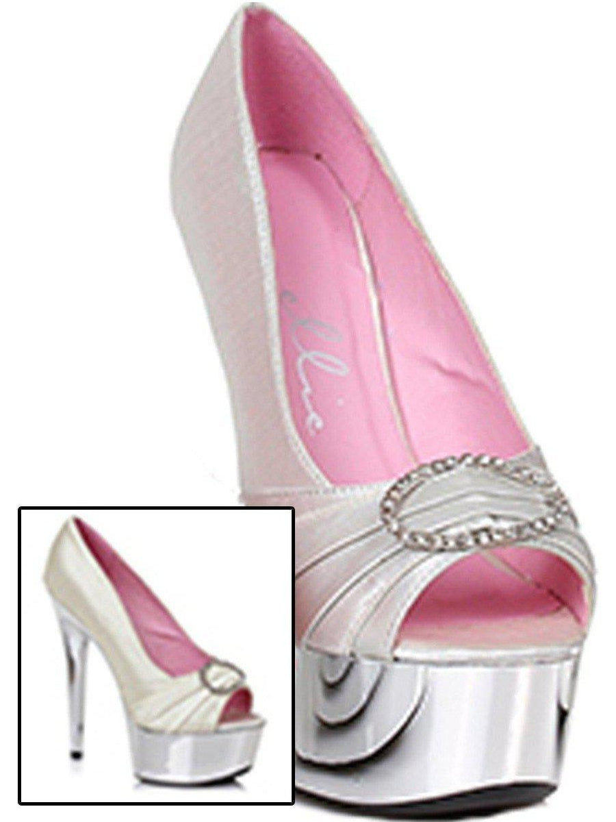 Ellie cipő E-609-Lauren 6 szatén Peep Toe Chrome platform Ellie cipő