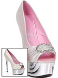 Ellie Shoes E-609-Lauren 6 Satin Peep Toe Chrome Platform Zapatos Ellie