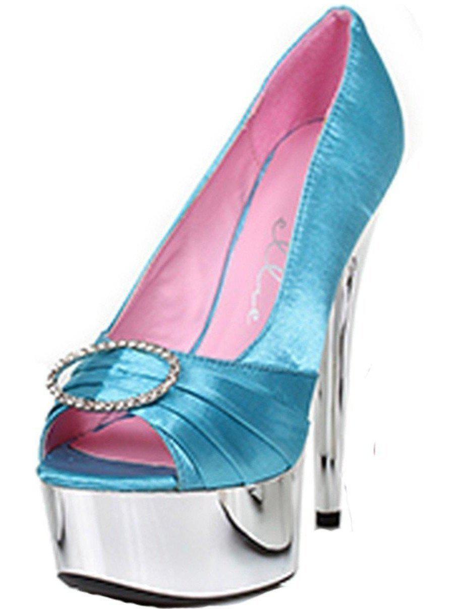 Ellie Shoes E-609-Lauren 6 Satin Peep Toe Chrome Platform Ellie Shoes