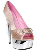 Ellie Ayakkabıları E-609-Lauren 6 Saten Peep Toe Krom Platform Ellie Ayakkabıları