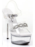 Ellie Shoes E-609-Tiffany 6 Heel Sandal với kim cương giả Giày Ellie