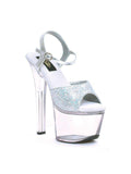 Ellie Shoes E-711-Flirt-G 7-inch hak zilverkleurige glittersandaal voor dames. Ellie Shoes