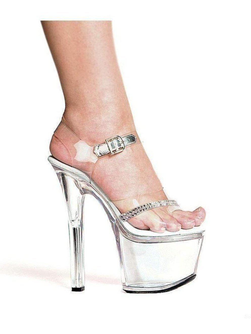 Ellie Shoes E-711-Jewel 7 Heel Clear Sandal With Rhinestone Ellie Shoes