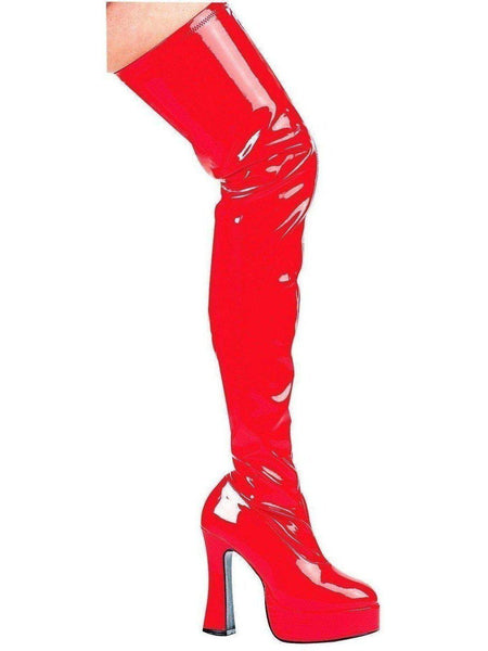 Thrill 5" Chunky Heel Thigh High Boots in Black, Red, and White - Sizes 6 to 16 by Ellie Shoes Ellie Shoes