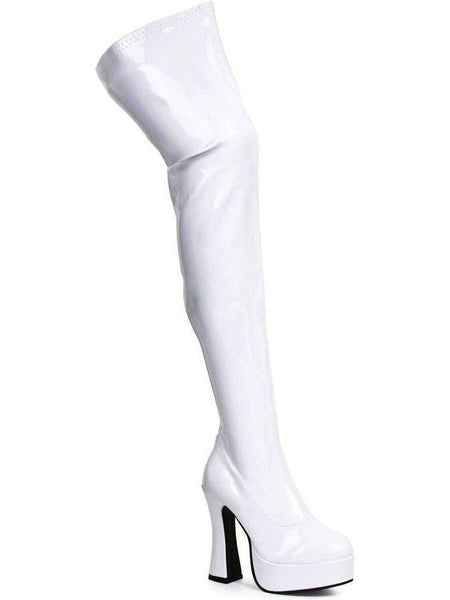 Thrill 5" Chunky Heel Thigh High Boots in Black, Red, and White - Sizes 6 to 16 by Ellie Shoes Ellie Shoes