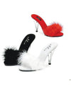 Ellie Shoes IS-E-405-Sasha 4 Heel Maribou Slippers, Putih, Ukuran 8 Ellie Shoes