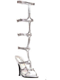 Ellie Shoes IS-E-510-Sexy 5" Heel Knee High Strap Up Sandal, Silver 8, Gold 10 Ellie Shoes