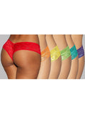 Escante 65262 Cute Neon Rainbow Low Rise Panty 6/Pack, Itim, Pula, Puti, Queen Size-panty-Escante-One Size-6 Colors-SatinBoutique