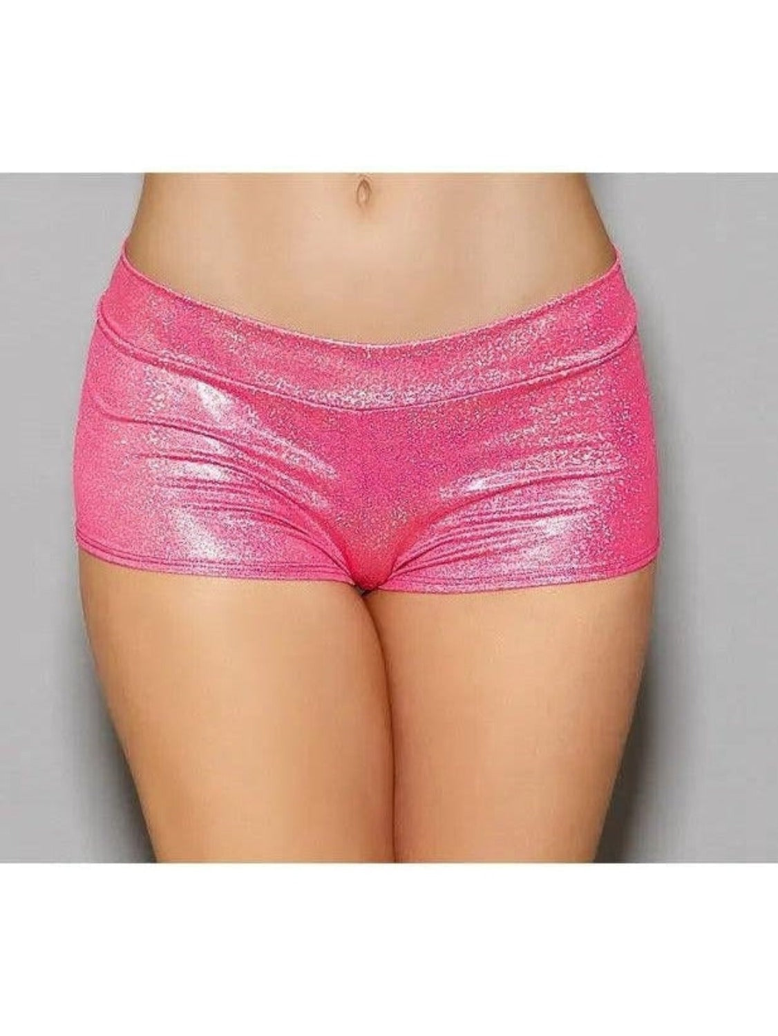 Escante 2094 Blacklight Enhanced Roughed Back Boy short. Pink, Hvid, One Size-Hot Pant Shorts-Escante-One Size-Hologram Pink-SatinBoutique