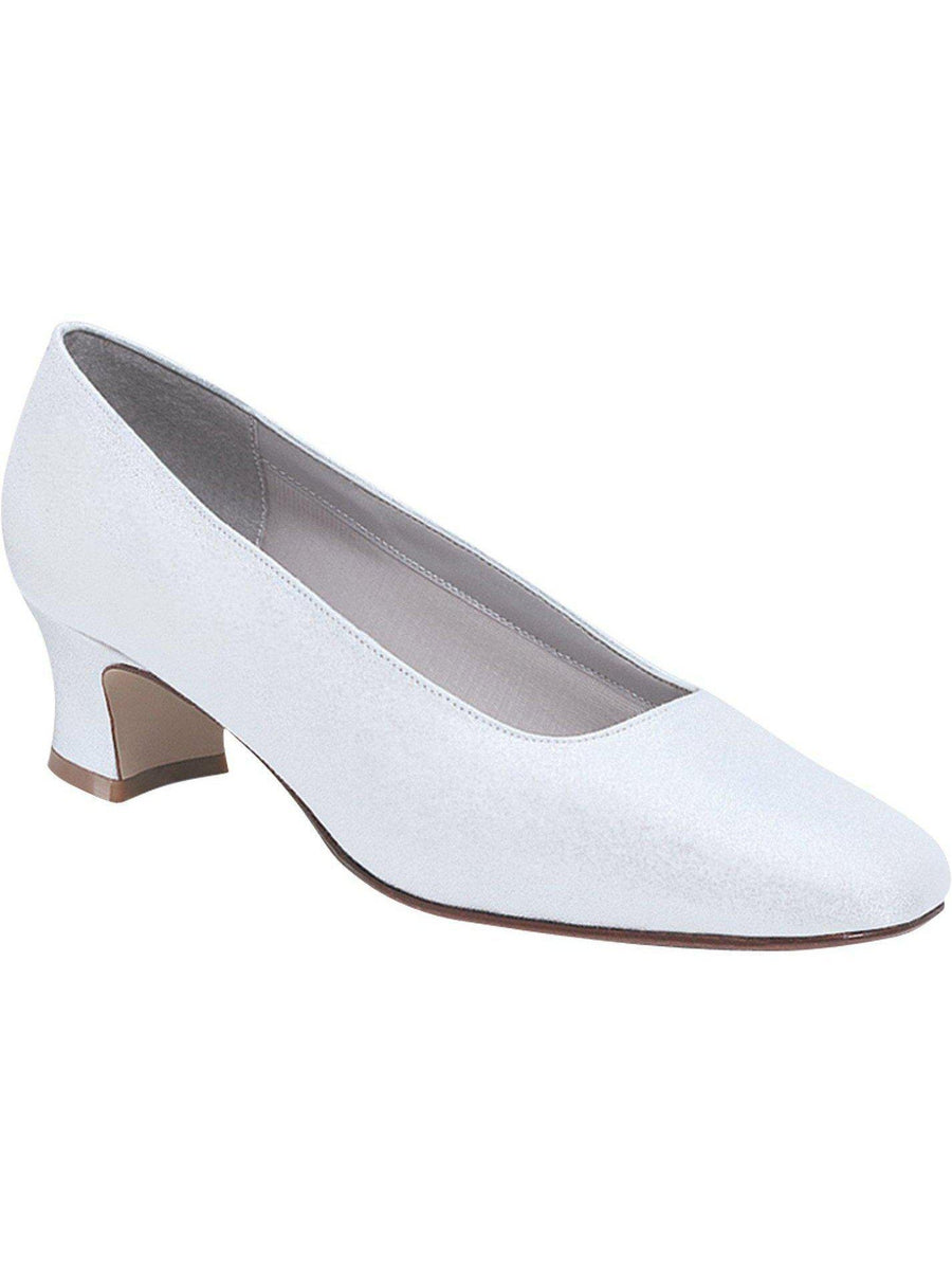 IS-Dyeables June 2" Toc B Lățime Pompă din satin alb Mărimea 5, pantofi de nuntă Dyeables