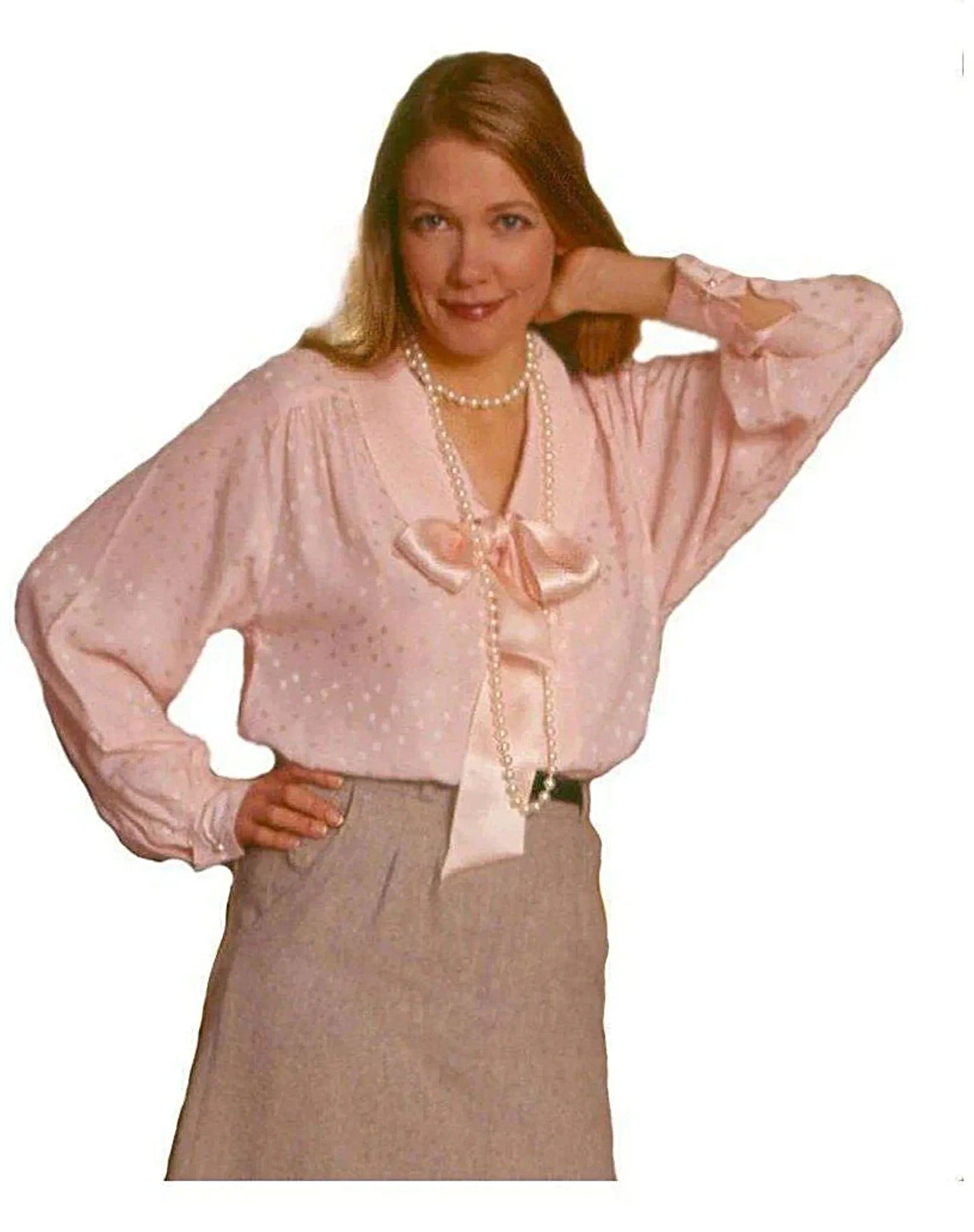 IS-Silk Blouse Pure Silk Jacquard Dress Blouse So Elegant, Reg.$100 - Designer Silk Blouse