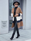 Tricolor Open Front Fuzzy Longline Cardigan Trendsi