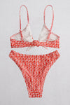 Printed Tie Front Spaghetti Strap Bikini Set Trendsi