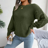 Mixed Knit Rund Neck Dropped Shoulder Sweater Trendsi