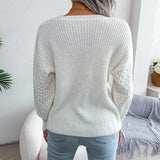 Trendy zmiešaný úpletový sveter s okrúhlym výstrihom