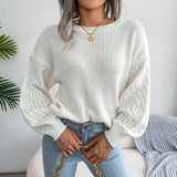 Μικτό πλεκτό πουλόβερ με στρογγυλή λαιμόκοψη Trendsi