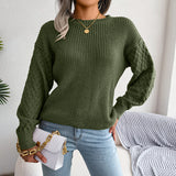 Mixed Knit Round Neck Dropped Shoulder Sweater Trendsi