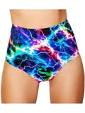 Roma IS-RM-3319 Naka-print na High-Waisted Puckered Shorts, Electric, M/L Roma Costume