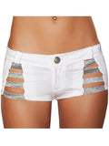 Roma RM-SH3326 Shorts with Shiny Straps and Button Front Detail Roma Costume