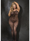 Shirley Of Hollywood SOH-X90388 STRETCH LACE AND FISHNET OPEN FRONT Shirley of Hollywood