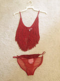 Shirley of Hollywood Hot Fringe Fun Camisole pure panty Set-Camisole Sets-IS-Shirley of Hollywood-Red-OS-SatinBoutique