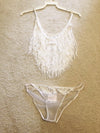مجموعة شيرلي أوف هوليوود Hot Fringe Fun Camisole Sheer Panty Set-Camisole Sets-IS-Shirley of Hollywood-White-OS-SatinBoutique