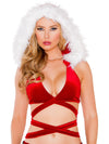 T3236 - 1pc Detachable Hooded Wrap Around Halter Top with Fur Trim Detail Roma Costume