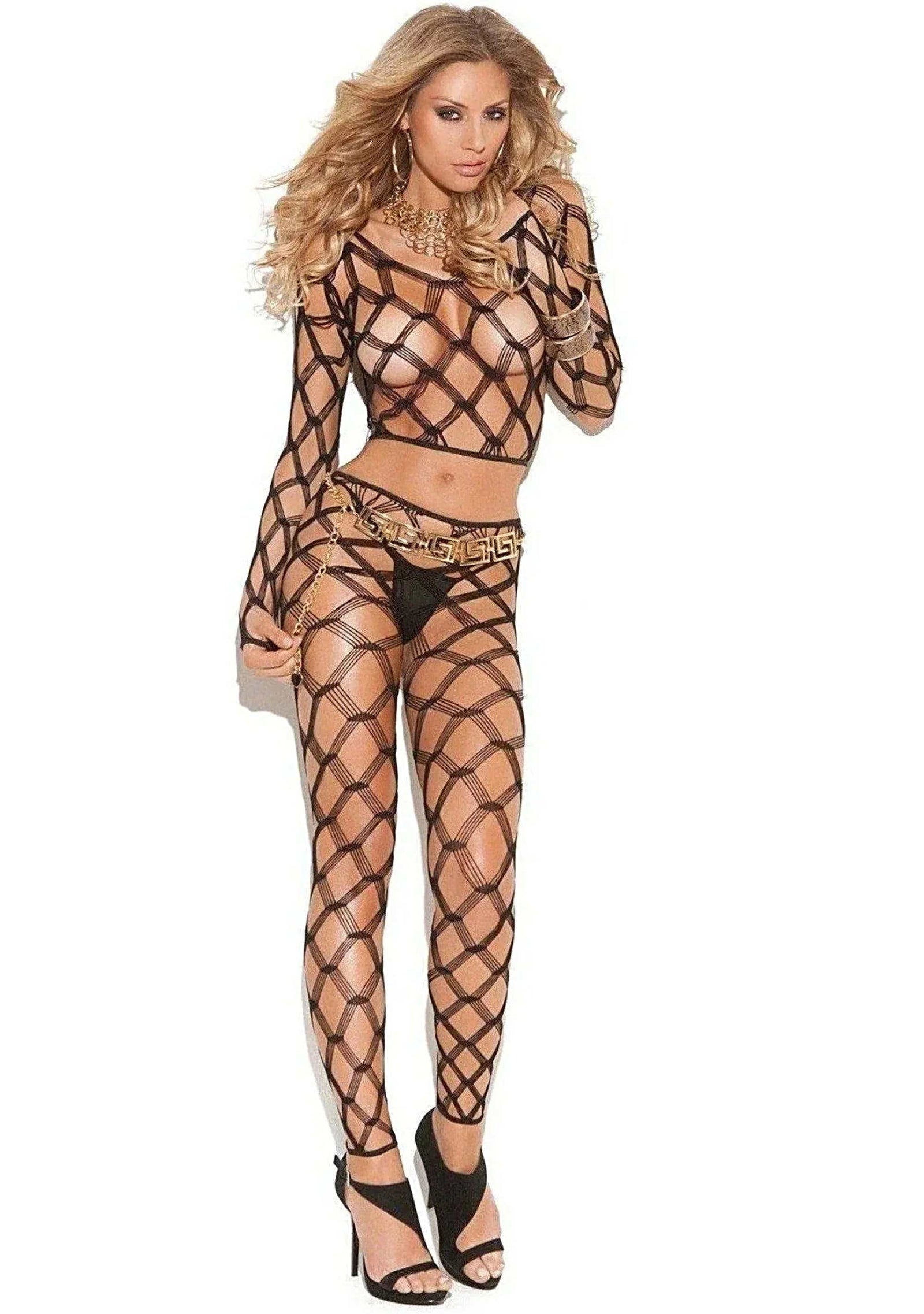 Vivace 8737 Diamond net long sleeve cami top and matching leggings - Cami Set