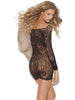 Vivace EM-8799 Long sleeve lace mini dress with lace up front Elegant Moments