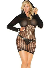 Vivace 8863Q Crochet long sleeve mini dress with hood - Mini Dress