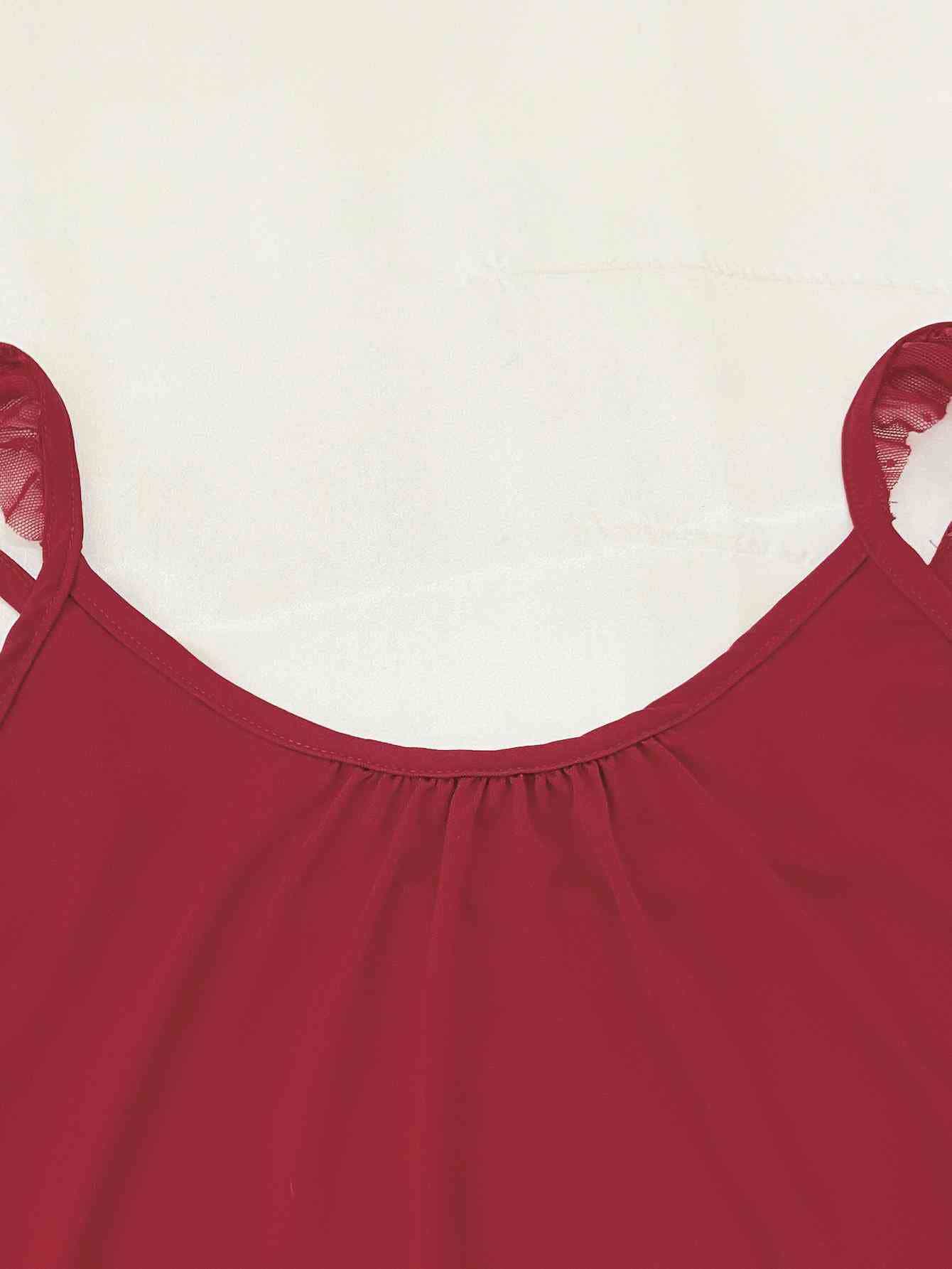 Gathered Detail Spliced Mesh Sleeveless Top and Shorts Lounge Set -