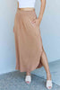 Doublju Comfort Princess Full Size High Waist Scoop Hem Maxi Skirt in Tan-Trendsi-SatinBoutique