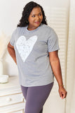 Simply Love Heart Graphic Cuffed Short Sleeve T-Shirt-Trendsi-SatinBoutique