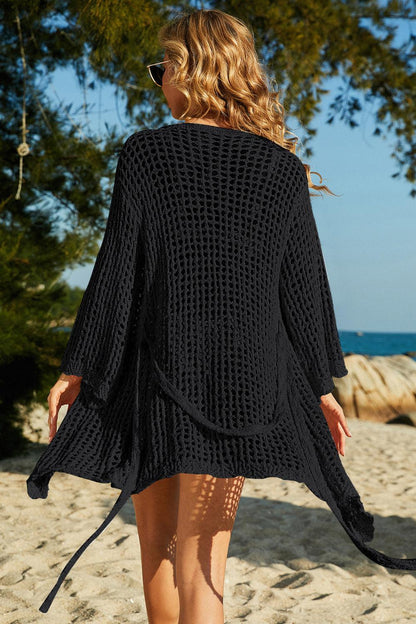 Tie-Waist Openwork Crochet Cover Up Trendsi