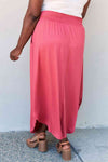 Doublju Comfort Princess Full Size High Waist Scoop Hem Maxi Skirt in Hot Pink-Trendsi-SatinBoutique