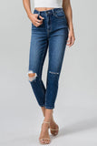 BAYEAS Full-Size-Mom-Jeans mit hoher Taille und verwaschenem Used-Look