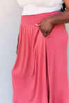 Doublju Comfort Princess Full Size High Waist Scoop Hem Maxi Skirt in Hot Pink-Trendsi-SatinBoutique