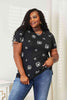 Double Take Dandelion Print Round Neck T-Shirt, Also in Plus sizes-Trendsi-Black-XL-SatinBoutique