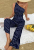 Polka Dot One-Shoulder Jumpsuit Trendsi