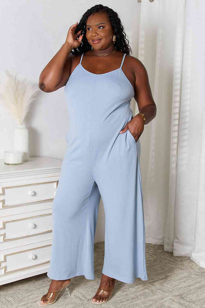 Basic Bae Full Size Spaghetti Strap V-Neck Jumpsuit-Trendsi-SatinBoutique