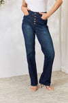 Judy Blue raka jeans med knapp-fluga i full storlek