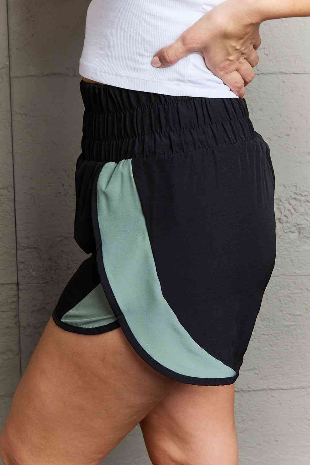 Ninexis Put In Work High Waistband Contrast Detail Active Shorts-Trendsi-SatinBoutique