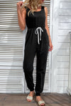 Two-Tone Drawstring Waist Sleeveless Jogger Jumpsuit Trendsi